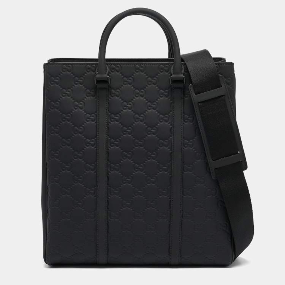 Gucci Black Rubber Effect Guccissima Tote Bag